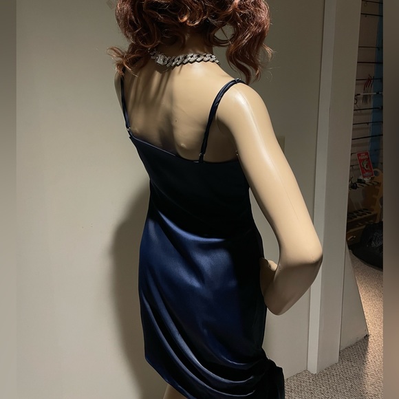 Navy Fashion Nova Mini Dress with side sash bow Size Small - Picture 3 of 4